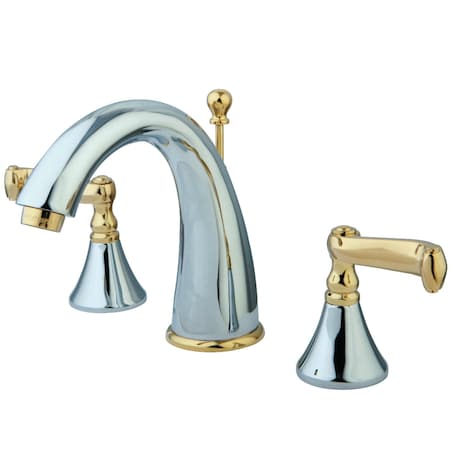 Kingston Brass KS5974FL 8" Widespread Bathroom Faucet, Polished Chrome/Polished Brass KS5974FL